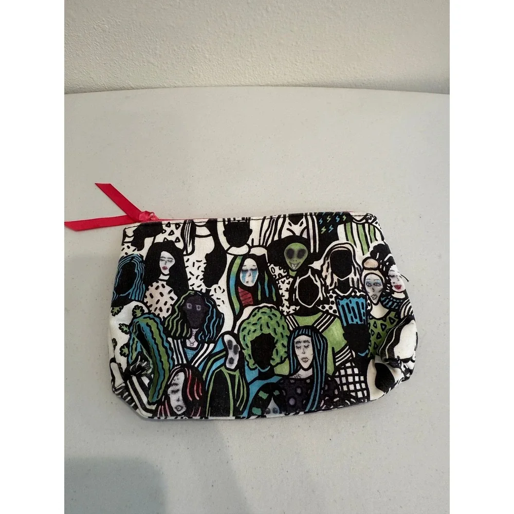 Ipsy x APCWitte Illustrated People Makeup Bag Pink Zipper Cosmetic Pouch